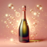 DALL·E 2023 11 03 23.29.44 Photographie dune bouteille de vin petillant avec des bulles symbolisant la methode Charmat dans un contexte digital avec des tonalites de rose. La | Charmat Method