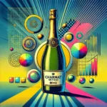 DALL·E 2024 09 04 23.20.18 A depiction of a finished Prosecco bottle with CHARMAT METHOD on the label designed in a pop art aesthetic. The bottle is placed in the center with | Charmat Method